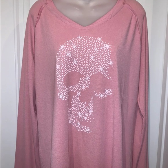 Pink Skull Print Long Sleeve Tee - Picture 4 of 5